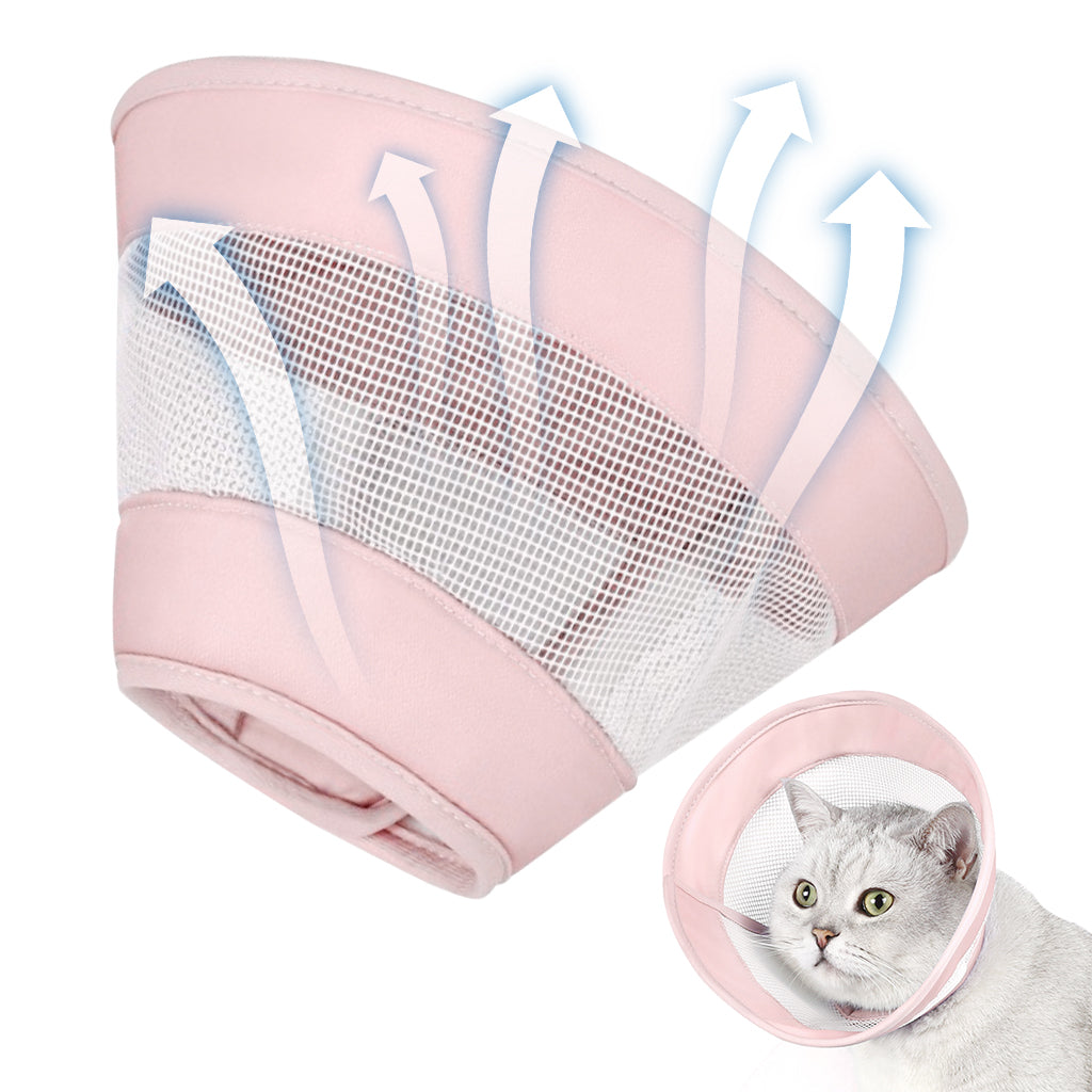 Qpets Cat Cone, Drawstring Adjustable Cat Cone Lick-proof Cat Cone for Recovery Protective Collar Patchwork Breathable Mesh Cat Cone Collar for Cat, S Qpets Cat Cone, Drawstring Adjustable Cat Cone Lick-proof Cat Cone for Recovery Protective Collar Patchwork Breathable Mesh Cat Cone Collar for Cat, S